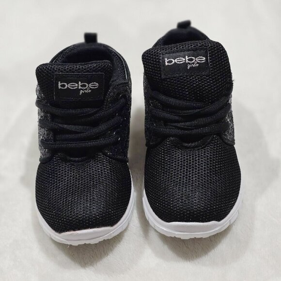 Bebe Girl Sparkly Sneakers ✦ Black Glitter Lace-Up ✦ Toddler Playground Style 9 - Picture 7 of 16
